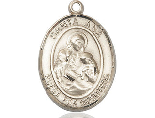 14kt Gold Santa Ana Medal Engraved Catholic Saint Jewelry