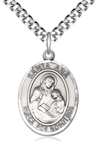 Sterling Silver Santa Ana Medal Catholic Jewelry Engraved Catholic Saint Jewelry