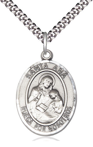 Sterling Silver Santa Ana Medal Catholic Jewelry Engraved Catholic Saint Jewelry
