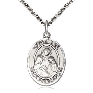 Sterling Silver Santa Ana Medal Catholic Jewelry Engraved Catholic Saint Jewelry