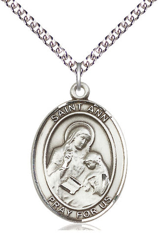 Sterling Silver Saint Ann Medal Catholic Jewelry Engraved Catholic Saint Jewelry
