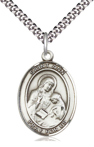 Sterling Silver Saint Ann Medal Catholic Jewelry Engraved Catholic Saint Jewelry