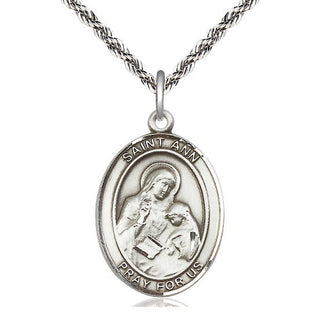 Sterling Silver Saint Ann Medal Catholic Jewelry Engraved Catholic Saint Jewelry