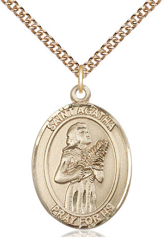 14kt Gold Filled Saint Agatha Medal Catholic Jewelry Engraved Catholic Saint Jewelry