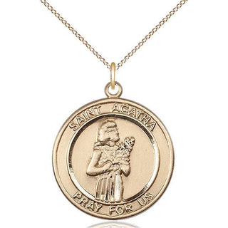 14kt Gold Filled Saint Agatha Medal Catholic Jewelry Engraved Catholic Saint Jewelry