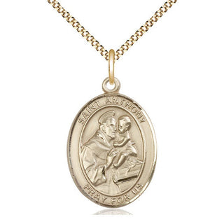 14kt Gold Filled Saint Anthony of Padua Medal Catholic Jewelry Engraved Catholic Saint Jewelry