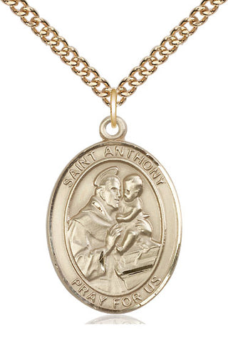 14kt Gold Saint Anthony of Padua Medal Engraved Catholic Saint Jewelry