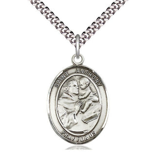 Pewter Saint Anthony of Padua Medal Catholic Jewelry Engraved Catholic Saint Jewelry
