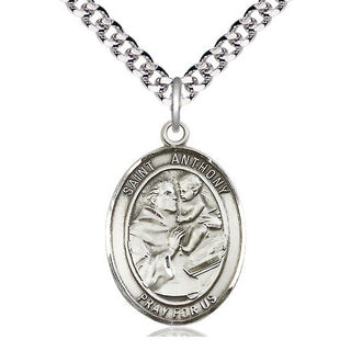 Pewter Saint Anthony of Padua Medal Catholic Jewelry Engraved Catholic Saint Jewelry
