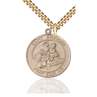 14kt Gold Filled Saint Anthony of Padua Medal Catholic Jewelry Engraved Catholic Saint Jewelry