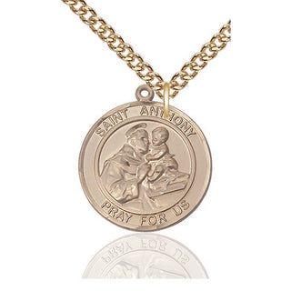 14kt Gold Filled Saint Anthony of Padua Medal Catholic Jewelry Engraved Catholic Saint Jewelry