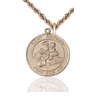 14kt Gold Filled Saint Anthony of Padua Medal Catholic Jewelry Engraved Catholic Saint Jewelry