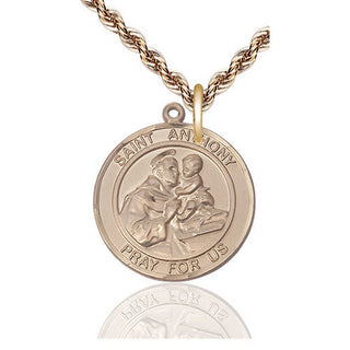 14kt Gold Saint Anthony of Padua Medal Engraved Catholic Saint Jewelry
