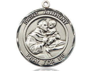 Pewter Saint Anthony of Padua Medal Engraved Catholic Saint Jewelry