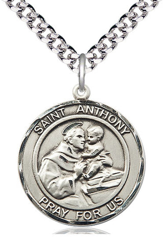 Pewter Saint Anthony of Padua Medal Catholic Jewelry Engraved Catholic Saint Jewelry