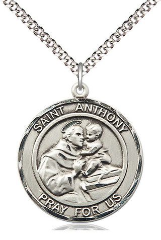 Pewter Saint Anthony of Padua Medal Catholic Jewelry Engraved Catholic Saint Jewelry