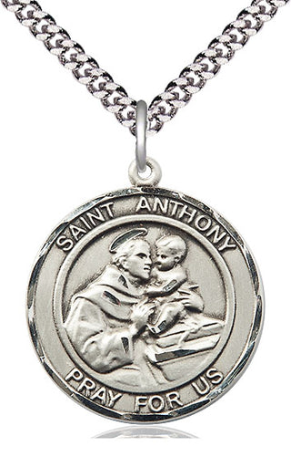 Pewter Saint Anthony of Padua Medal Catholic Jewelry Engraved Catholic Saint Jewelry