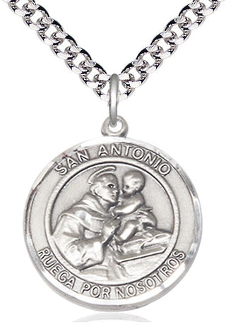 Pewter San Antonio Medal Catholic Jewelry Engraved Catholic Saint Jewelry