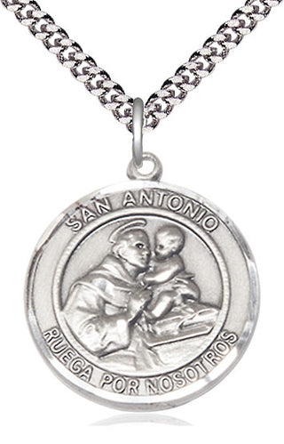 Sterling Silver San Antonio Medal Catholic Jewelry Engraved Catholic Saint Jewelry