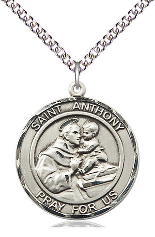 Sterling Silver Saint Anthony of Padua Medal Catholic Jewelry Engraved Catholic Saint Jewelry