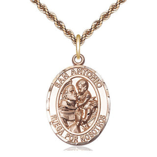 14kt Gold Filled San Antonio Medal Catholic Jewelry Engraved Catholic Saint Jewelry