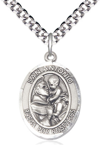 Pewter San Antonio Medal Catholic Jewelry Engraved Catholic Saint Jewelry
