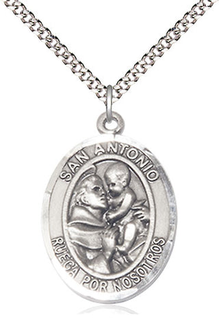 Pewter San Antonio Medal Catholic Jewelry Engraved Catholic Saint Jewelry