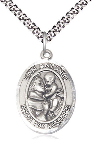 Pewter San Antonio Medal Catholic Jewelry Engraved Catholic Saint Jewelry