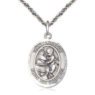 Sterling Silver San Antonio Medal Catholic Jewelry Engraved Catholic Saint Jewelry