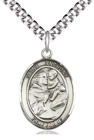 Sterling Silver Saint Anthony of Padua Medal Catholic Jewelry Engraved Catholic Saint Jewelry