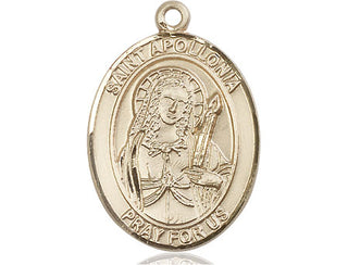 14kt Gold Filled Saint Apollonia Medal Engraved Catholic Saint Jewelry