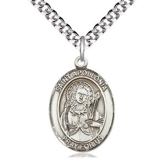 Pewter Saint Apollonia Medal Catholic Jewelry Engraved Catholic Saint Jewelry