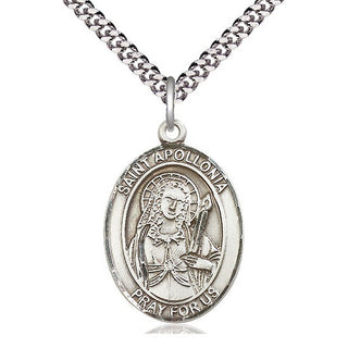 Pewter Saint Apollonia Medal Catholic Jewelry Engraved Catholic Saint Jewelry