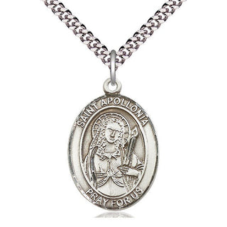 Sterling Silver Saint Apollonia Medal Catholic Jewelry Engraved Catholic Saint Jewelry