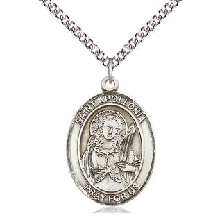 Sterling Silver Saint Apollonia Medal Catholic Jewelry Engraved Catholic Saint Jewelry