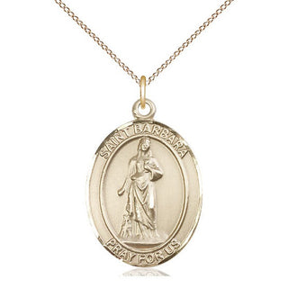 14kt Gold Filled Saint Barbara Medal Catholic Jewelry Engraved Catholic Saint Jewelry