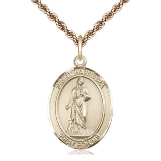 14kt Gold Filled Saint Barbara Medal Catholic Jewelry Engraved Catholic Saint Jewelry