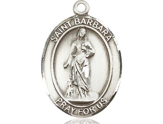 Pewter Saint Barbara Medal Engraved Catholic Saint Jewelry