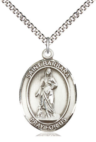 Pewter Saint Barbara Medal Catholic Jewelry Engraved Catholic Saint Jewelry