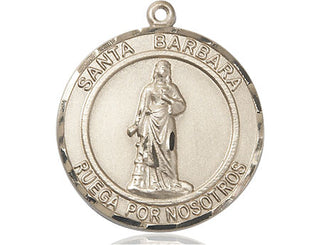 14kt Gold Filled Santa Barbara Medal Engraved Catholic Saint Jewelry