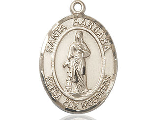 14kt Gold Santa Barbara Medal Engraved Catholic Saint Jewelry