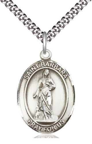 Sterling Silver Saint Barbara Medal Catholic Jewelry Engraved Catholic Saint Jewelry