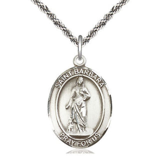 Sterling Silver Saint Barbara Medal Catholic Jewelry Engraved Catholic Saint Jewelry