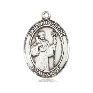 Pewter Saint Augustine Medal Engraved Catholic Saint Jewelry