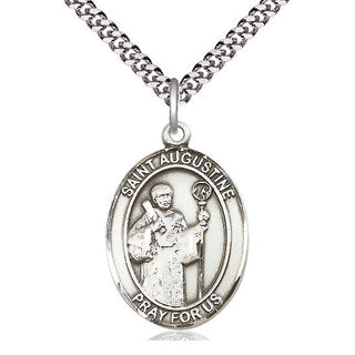 Pewter Saint Augustine Medal Catholic Jewelry Engraved Catholic Saint Jewelry