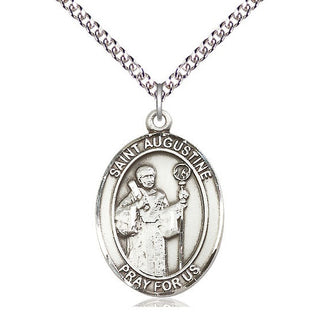 Sterling Silver Saint Augustine Medal Catholic Jewelry Engraved Catholic Saint Jewelry