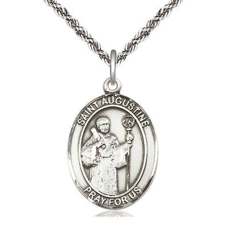 Sterling Silver Saint Augustine Medal Catholic Jewelry Engraved Catholic Saint Jewelry