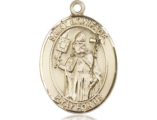 14kt Gold Filled Saint Boniface Medal Engraved Catholic Saint Jewelry