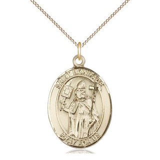 14kt Gold Filled Saint Boniface Medal Catholic Jewelry Engraved Catholic Saint Jewelry