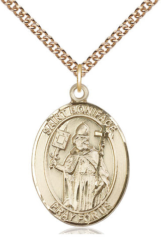 14kt Gold Filled Saint Boniface Medal Catholic Jewelry Engraved Catholic Saint Jewelry